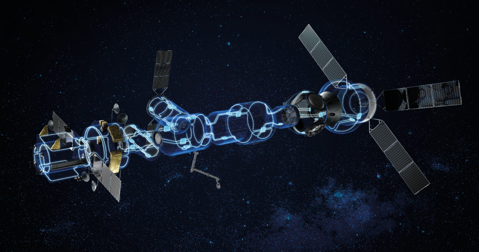 NASA Gateway: the data network securely connects all modules to each other, as well as to spacecraft and ground stations. (© TTTech)