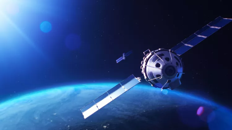 Graphic showing a spacecraft