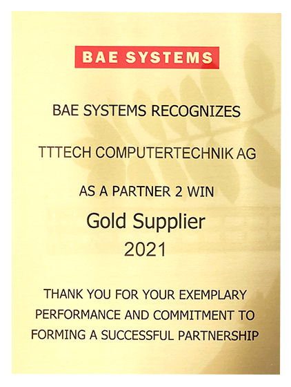 BAE Systems Gold Tier Supplier Award 2021