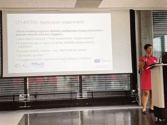 TTTech Innovation Projects and Funding Manager Marcela Alzin presented the project CPS4RETAIL